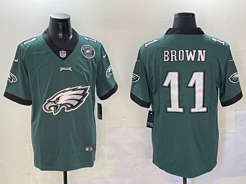 Men Philadelphia Eagles #11 Brown Green 2024 Nike Limited NFL Jersey style 01082